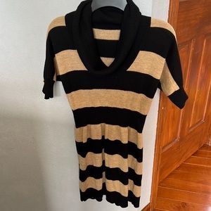 Ann Taylor LOFT striped sweater dress, Cowl neck, wool, short sleeve